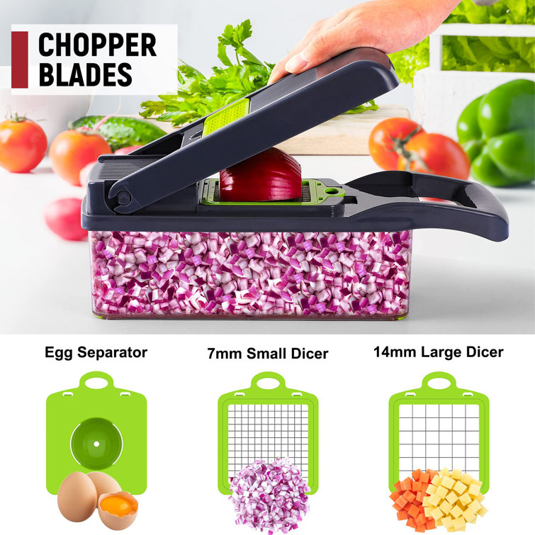 Vegetable Chopper Green Slicer Dicer,Celery Herb with 9 Stainless Steel  Blades