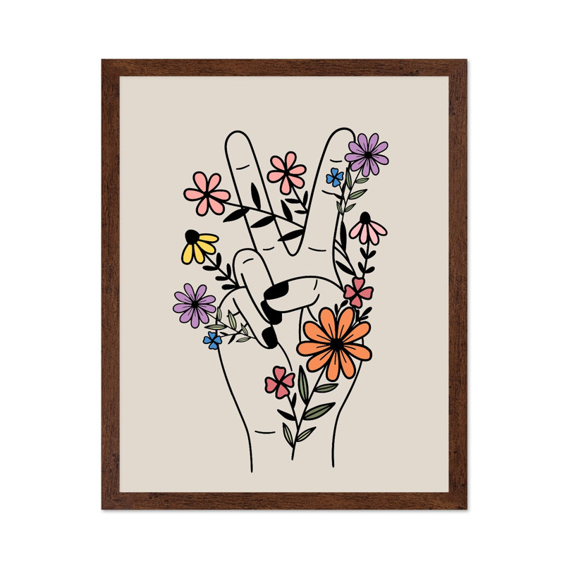 Main de la paix, 12"H x 16"W, Poster, Brown Framed