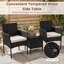 Garden Furniture Set 3-piece Rattan Balcony Furniture Set with Side Table