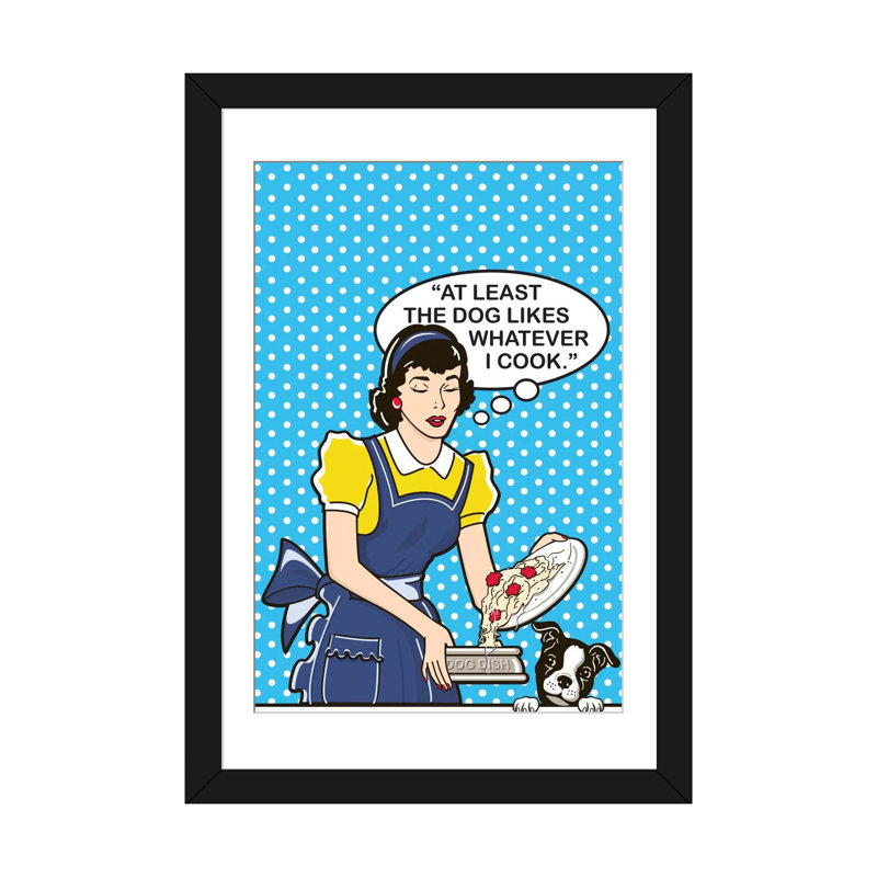 « dog aime cook », impression sur toile, H 24 po x l 16 po x P 1 po, Papier d'art encadré noir, Blanc