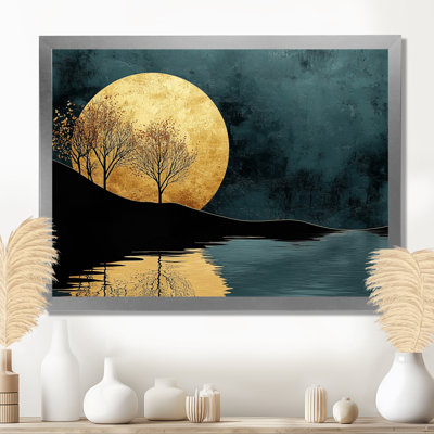 «Quiet Bold River In Emerald Gold Harmony I - Forest River Mountains, art mural