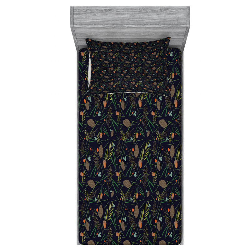 Microfiber Floral Fitted Sheet, Twin XL Fitted Sheet with 1 Pillowcase