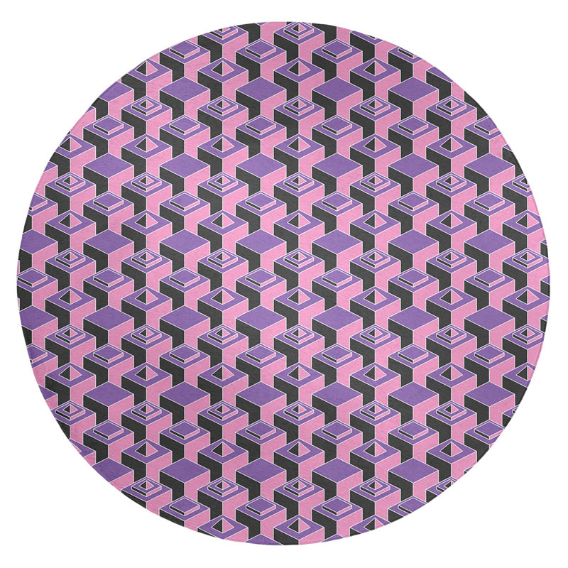 Chenille Geometric Indoor Rug, Round 5'
