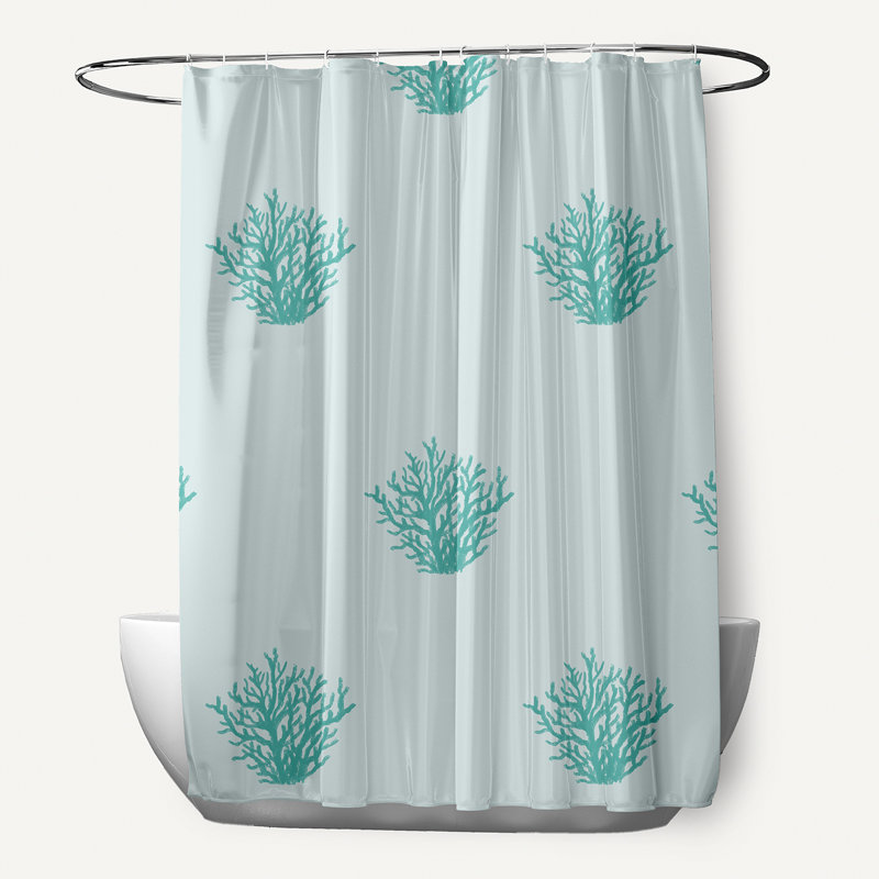 Rideau de douche simple Yancy, Aqua clair / aqua