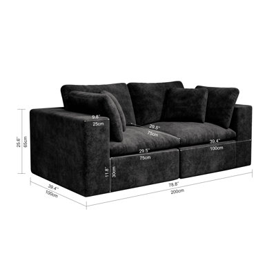 Modular Sectional Sofa Seat,Upholstered Compressed Couch For Living Room,Bedroom,Apartment,No Assembly Required,2Pc Free Combination,Plush Corduroy Fabric