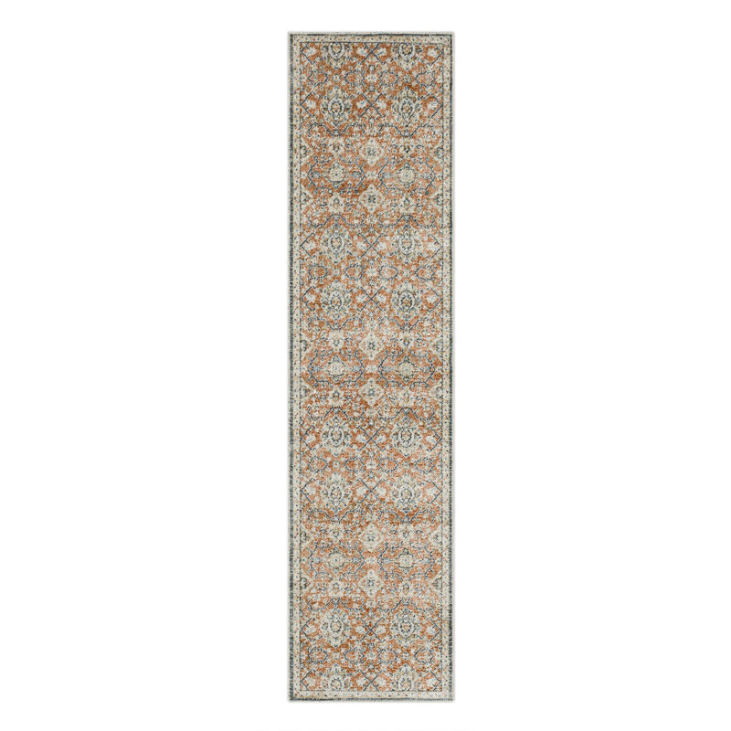 Tapis orange foncé Bungalow Rose Medea, Tapis de couloir 2 pi x 8 pi