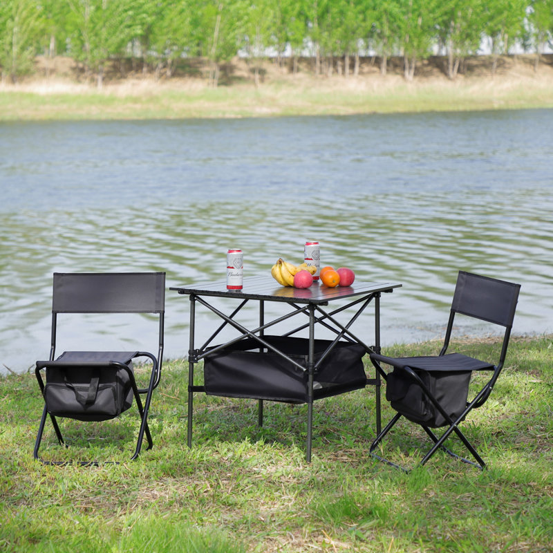 Ensemble de 3 ensembles repas de patio, Gris / Noir