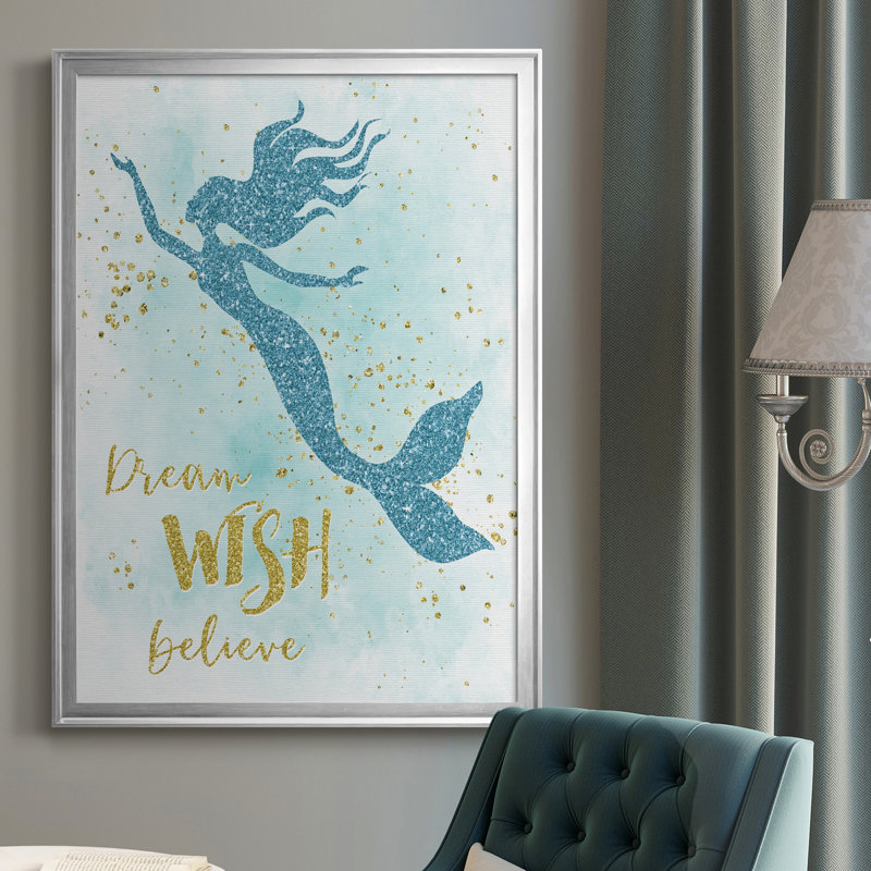 «Dream Wish Believe», art textuel sur toile, H 26,5 po x l 36,5 po x P 1,5 po, Argent