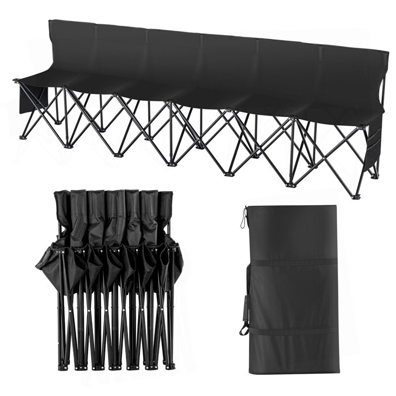 6 Seat Portable Folding Sport Bench Outdoor Camping Chair With Carry Bag