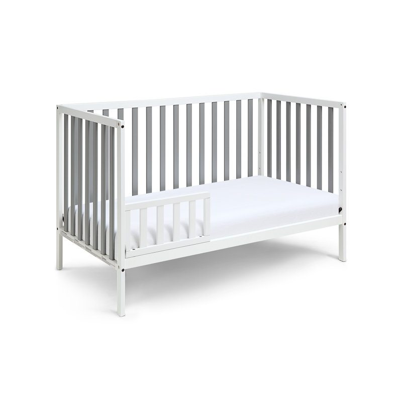 White and Gray Wooden 3-in-1 Convertible Crib