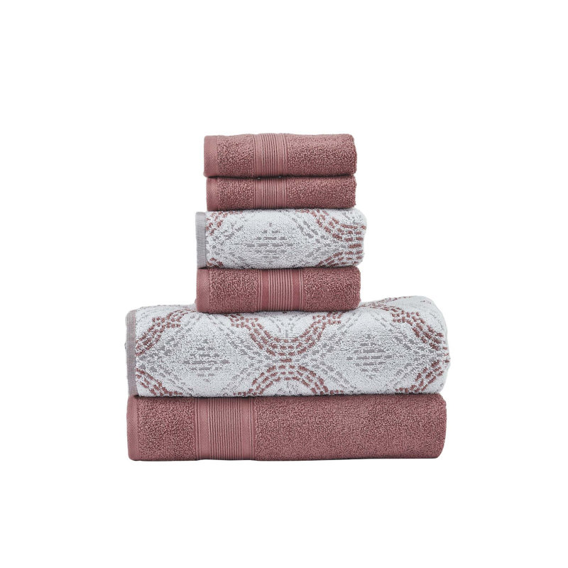 Modern Threads Capri 6-Piece Reversible Yarn Dyed Jacquard Towel Set - Bath Towels, Hand Towels, & Washcloths - Super Absorbent & Quick Dry
