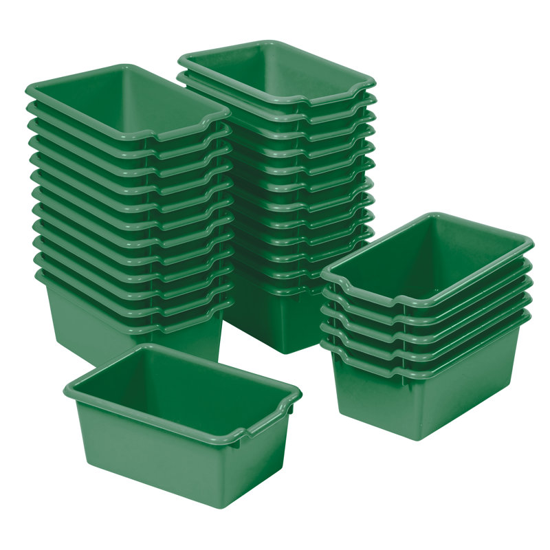 ECR4Kids Scoop Front Storage Bin, Multipurpose Organization, 30-Piece, Green