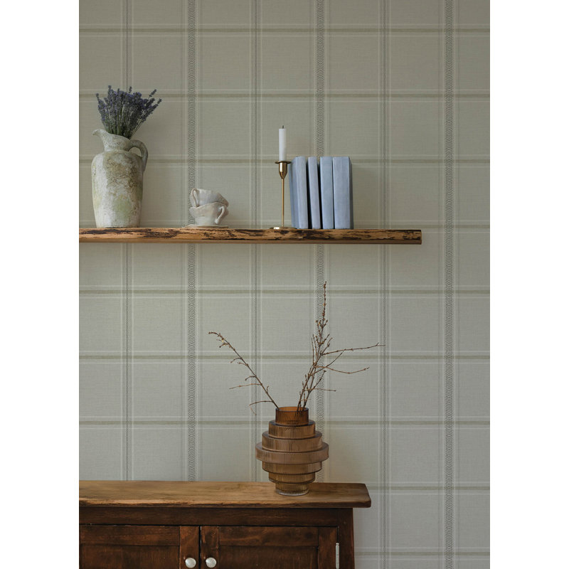 Papier peint à carreaux auberge taupe, Beige
