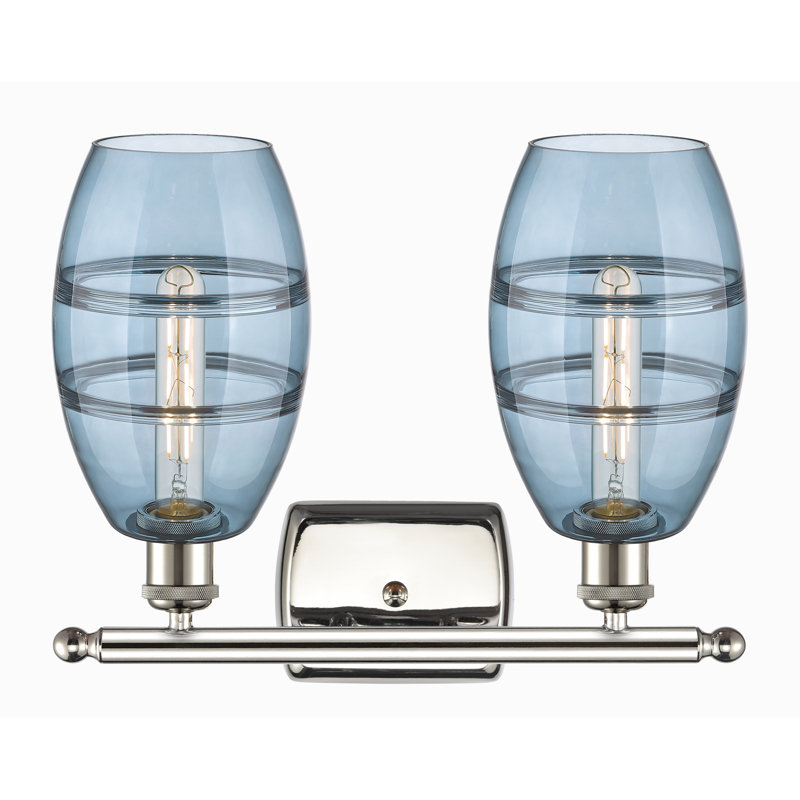 Éclairage pour meuble-lavabo à 2 lumières 16 po Ballston Bettylou, Bleu princesse, Nickel poli