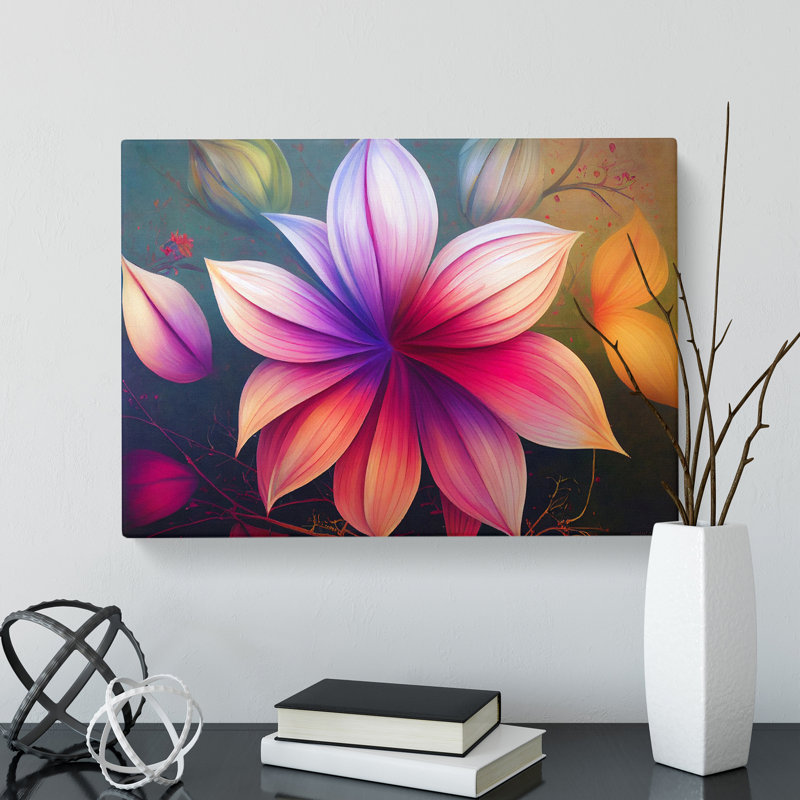 Exhilarating Modern Flowers - Wrapped Canvas, 40cm H x 60cm W x 3cm D