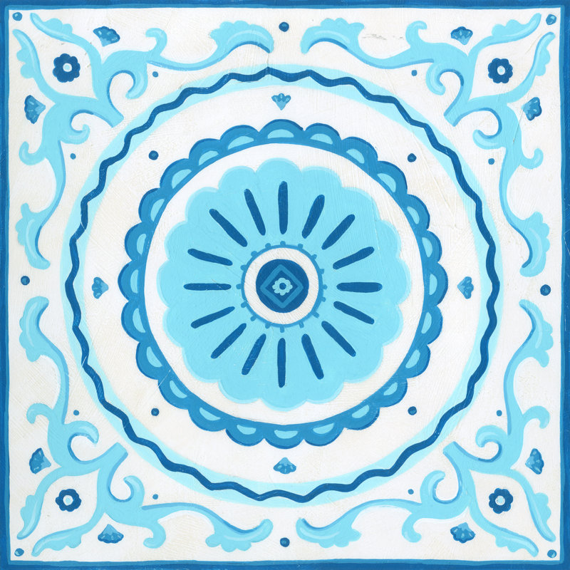 Folk Tile I by June Erica Vess - Wrapped Canvas Print, 30cm H x 30cm W x 3.8cm D