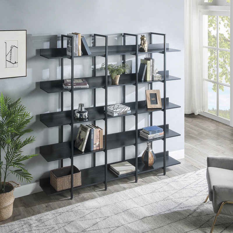 [VIDÉO] Bibliothèque ouverte à 5 niveaux pour bureau à domicile, tablette de style industriel rétro avec structure en métal, panneau de fibres à densité moyenne (ancien numéro de référence: WF286176AAB / N725P247766Z)