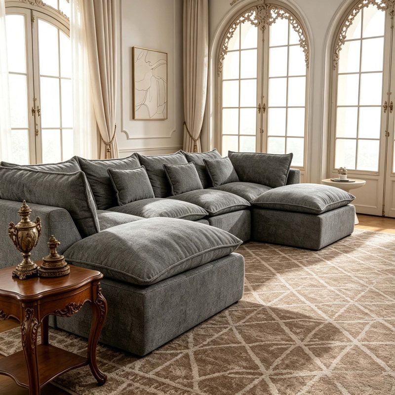 Canapé modulaire surdimensionné Cloud Couch, Antique Grey+4Seat+2Ottman