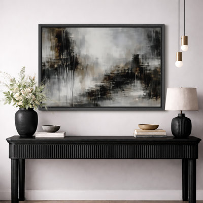 Minimal Abstract Neutral Landscape Artwork, Living Room Pictures, Framed Canvas Giclee Print Wall Art