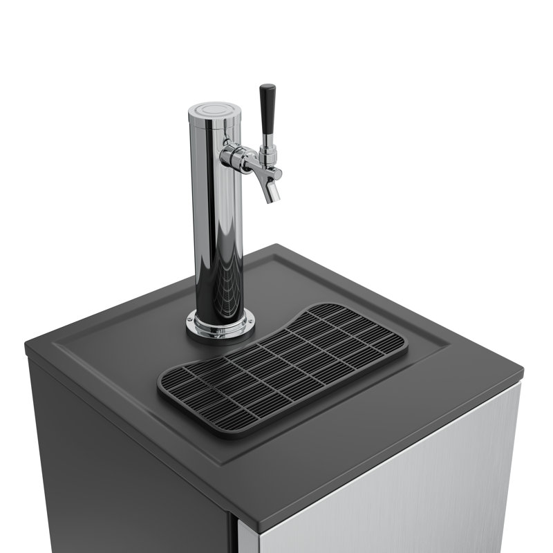 EdgeStar 3.2 Cubic Feet Silver Single Tap 5 Gal Keg Freestanding Kegerator with Door Lock and Adjustable Temperature
