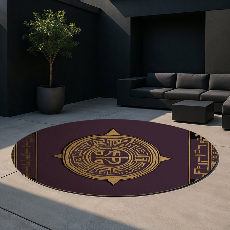 Classic Mosaic Indoor And Outdoor Area Rug, Round 5'