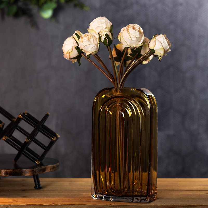 Vase de table Bradon, Brun / vert, H 11 po x l 6,5 po x P 6,5 po