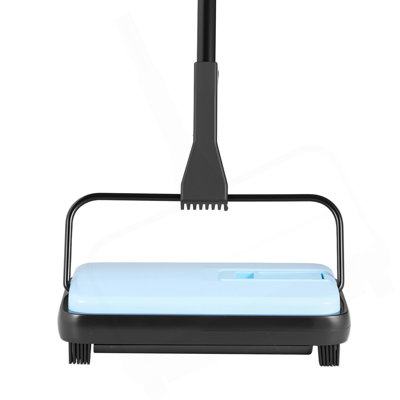 Carpet Floor Sweeper Manual 6.7 Inch Width Sweeping Paths Non Electric Blue