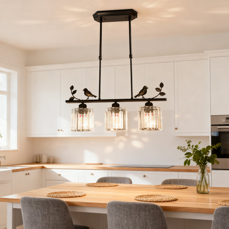 3-Light Dimmable Modern Linear Bird Chandelier