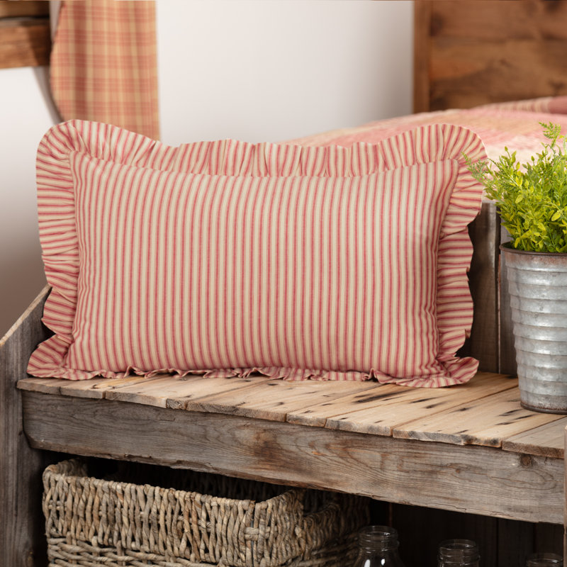 Oreiller rectangulaire en coton Faust, Rouge champêtre / brun foncé, Polyester/ Bourre en polyester