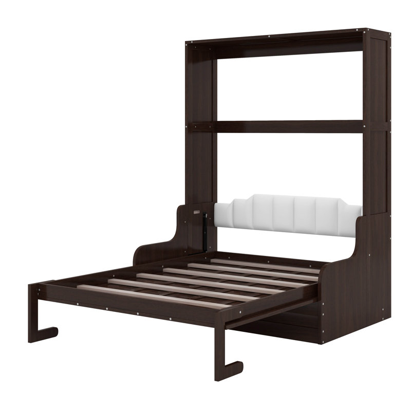 Grand lit escamotable mural avec coussin, Espresso