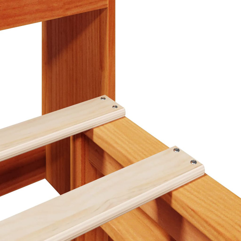 Solid Wood Bed, European Double (140 x 200cm), Wax Brown