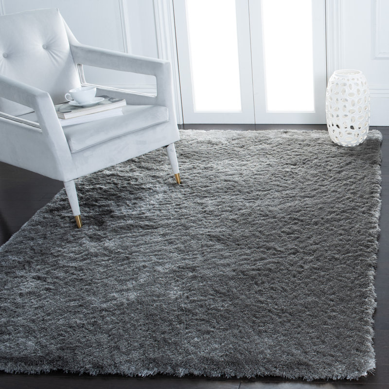 Annike Handmade Tufted Gray Area Rug, Rectangle 5' x 8'
