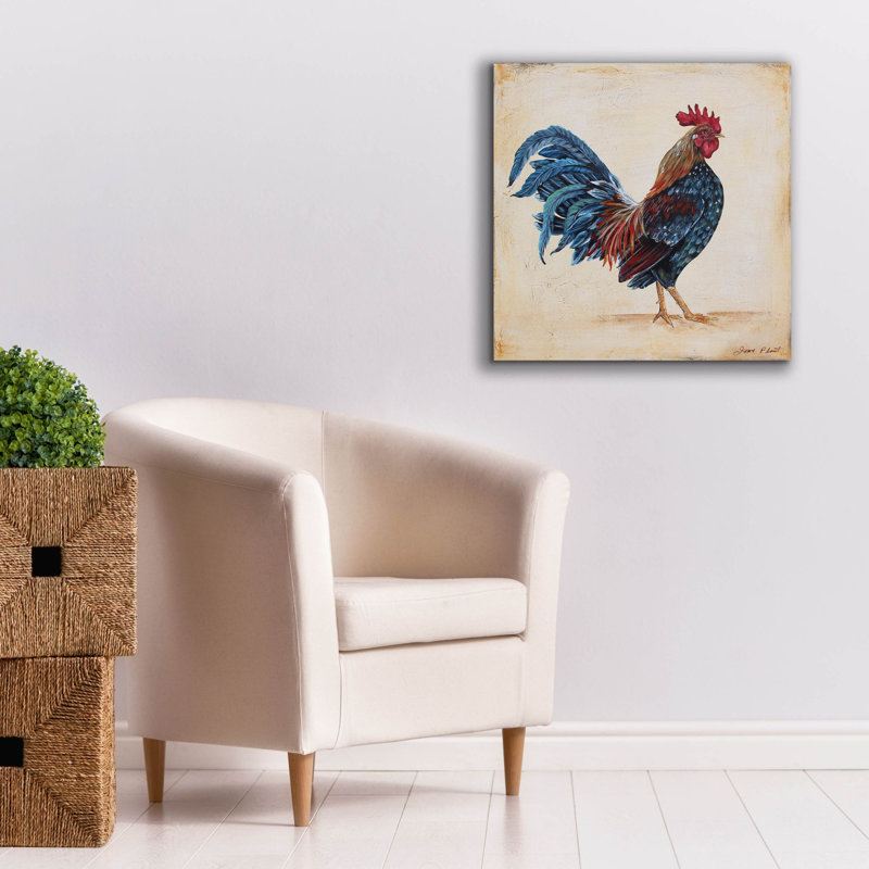 «Rooster-c» par Jean Plout, art mural sur toile, H 26 po x l 26 po x P 1,5 po