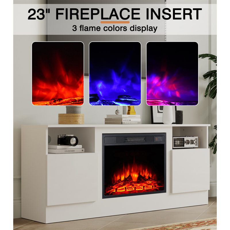 Priyanshu 17 Stories 147 cm W Electric Fireplace with 5000 BTU, White
