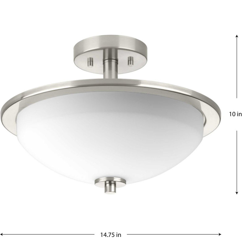 Glass Semi Flush Mount, Polished Nickel