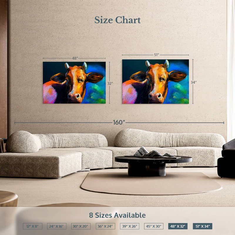 Brampt Cow Head, 32" H x 48" W