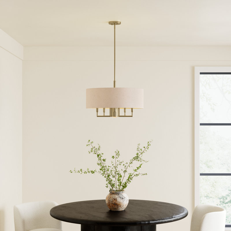 Flaire 6-Light Dimmable Steel Drum Chandelier, Antique Brass