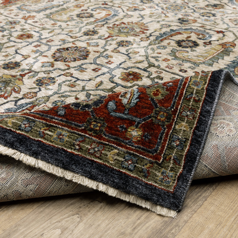 Tapis ivoire / rouge Hovis, Rectangle 7 pi 10 po x 10 pi 10 po