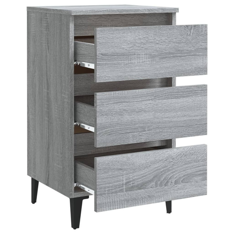 Pythagoras 40cm W Manufactured Wood Bedside Table, Grey Sonoma