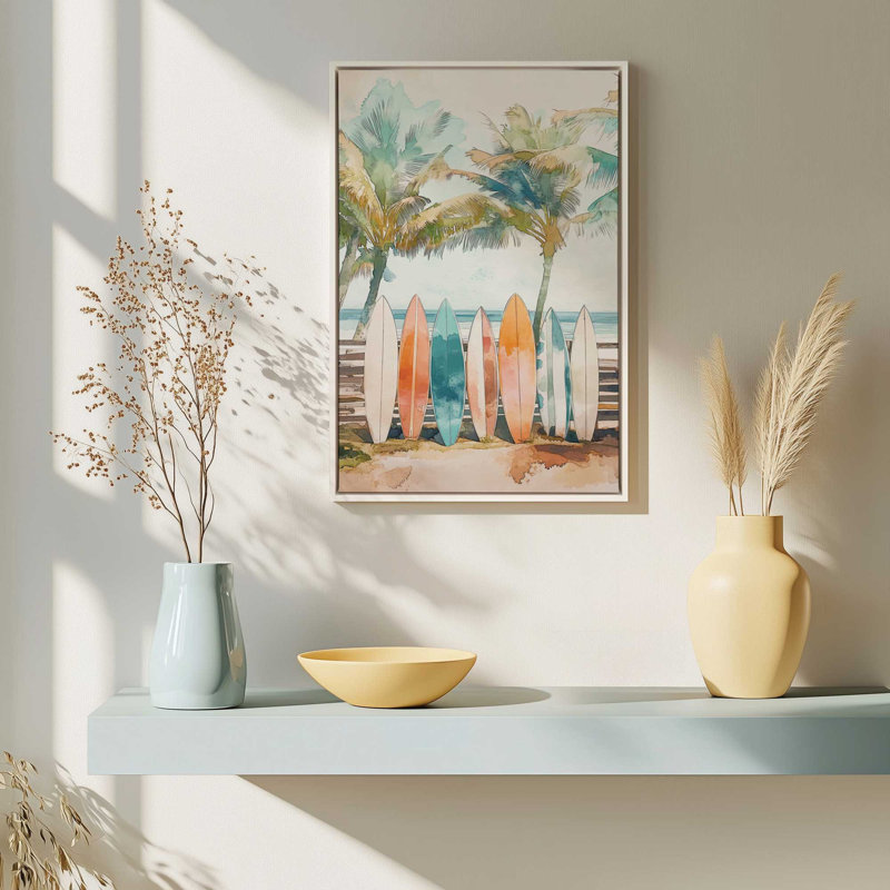 Tableau des tropiques, H 36,75 po x l 24,75 po, Impression dans un cadre flottant sans passe-parto, Noyer