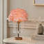 Lampe de table plume rose et cristal - Base dorée (lumière E26 3 couleurs incluse)-1608835704