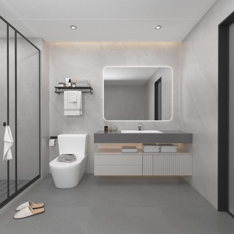 Robinet de lavabo de salle de bain à fixation sur le comptoir avec plateforme et drain escamotable en chrome poli Touchless