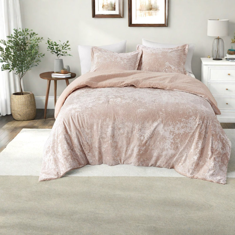 Ensembles de literie en sherpa douillet, velours rose simple TG