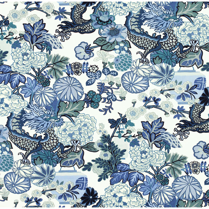 Tissu du dragon de Tchang Maï, Bleu porcelaine