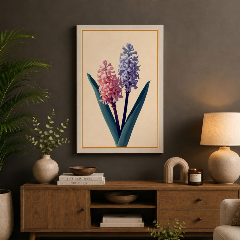 Hyacinth Study Botanical - Wrapped Canvas, 24x16 - 61.0 x 40.6 cm, Terracotta Border