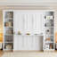 Lit escamotable double avec bureau et bibliothèque, blanc