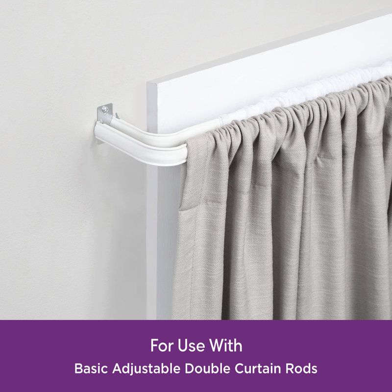 Mounting Bracket Set for Basic Double Curtain Rod, Silver Steel - Basics by Wayfair™