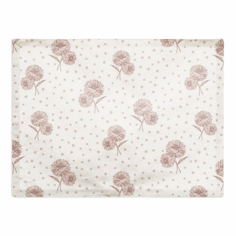 Polka Dotted Floral Rectangle Placemat, Pink