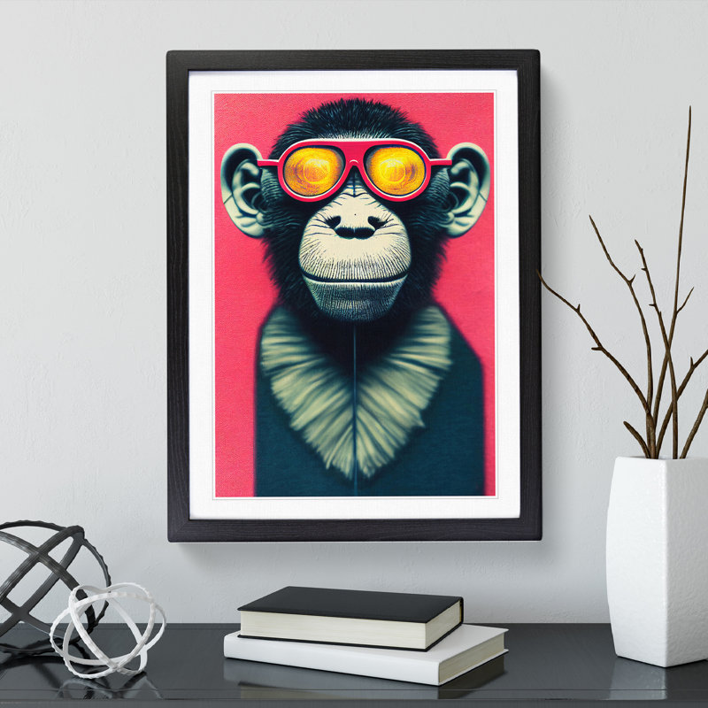The Funky Monkey - Single Picture Frame Print, Black Framed, 34cm H x 25cm W x 2cm D
