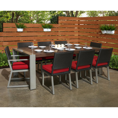 Sameko 9-Piece Rectangular Aluminum Patio Dining Set with Sunbrella® Cushions